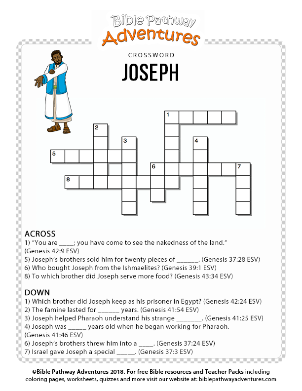 Joseph Crossword Puzzle Printable - Printable World Holiday