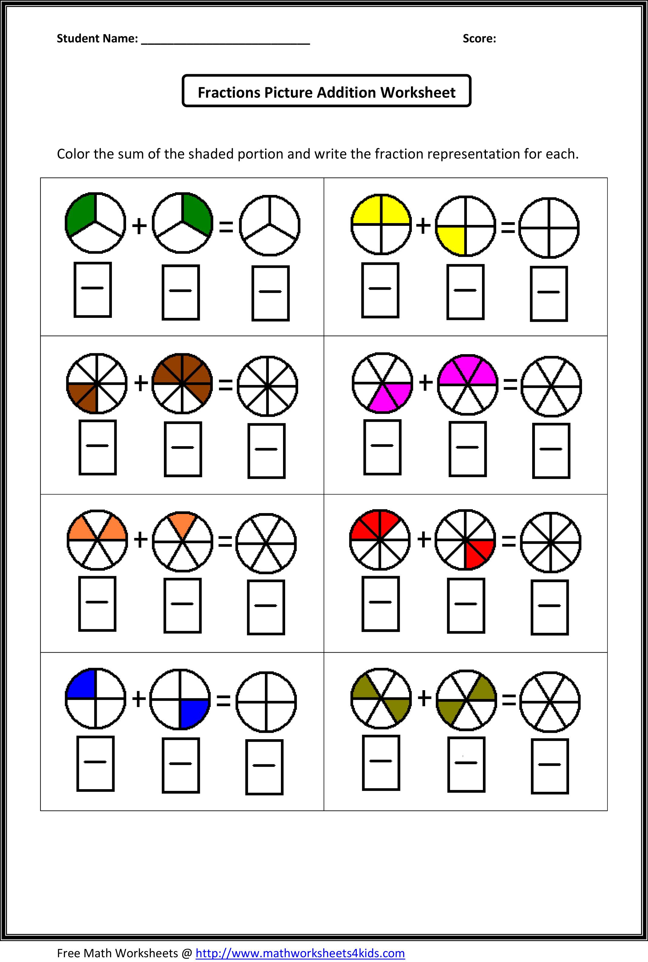 Fractions Worksheets For 3rd Grade Free