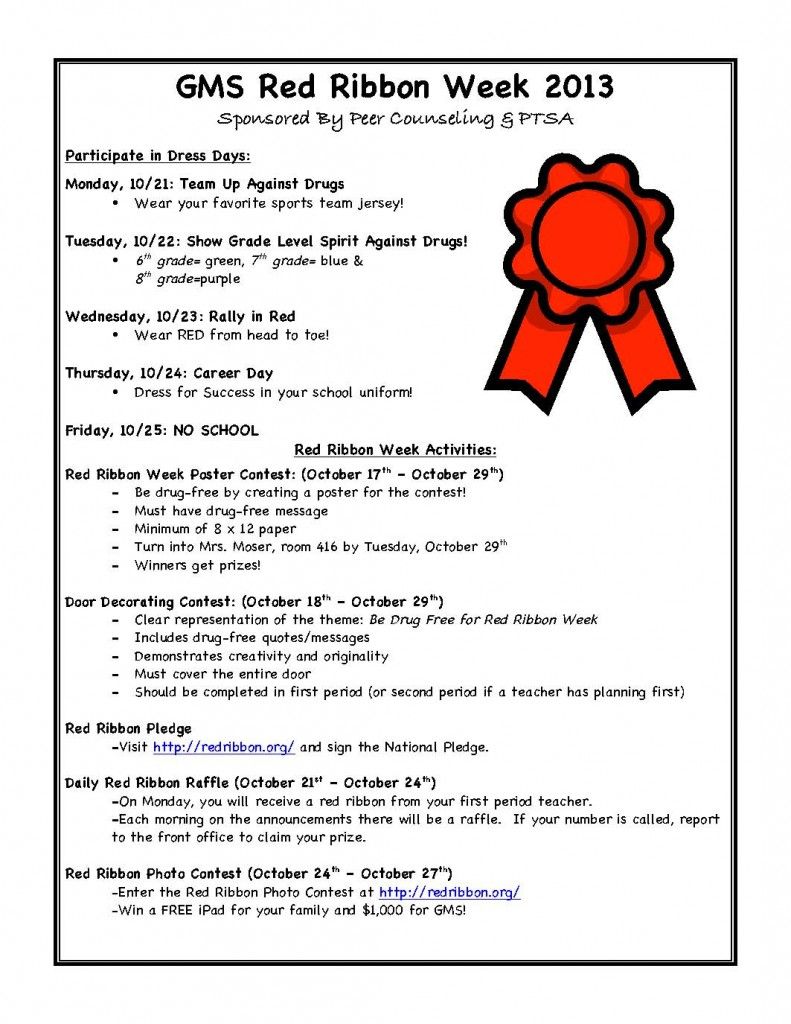 Printable Red Ribbon Week Activities