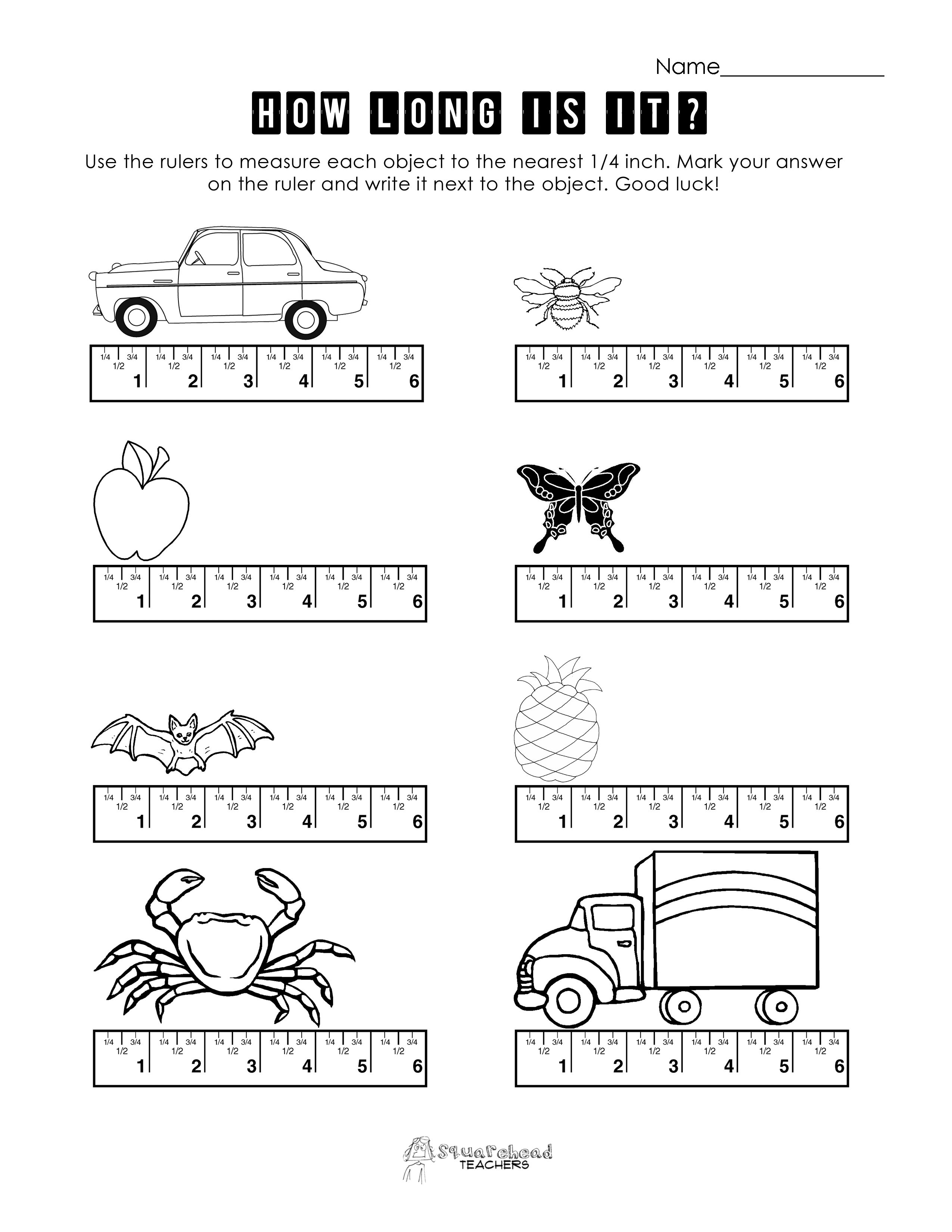 Length Measurement Worksheet Rulers