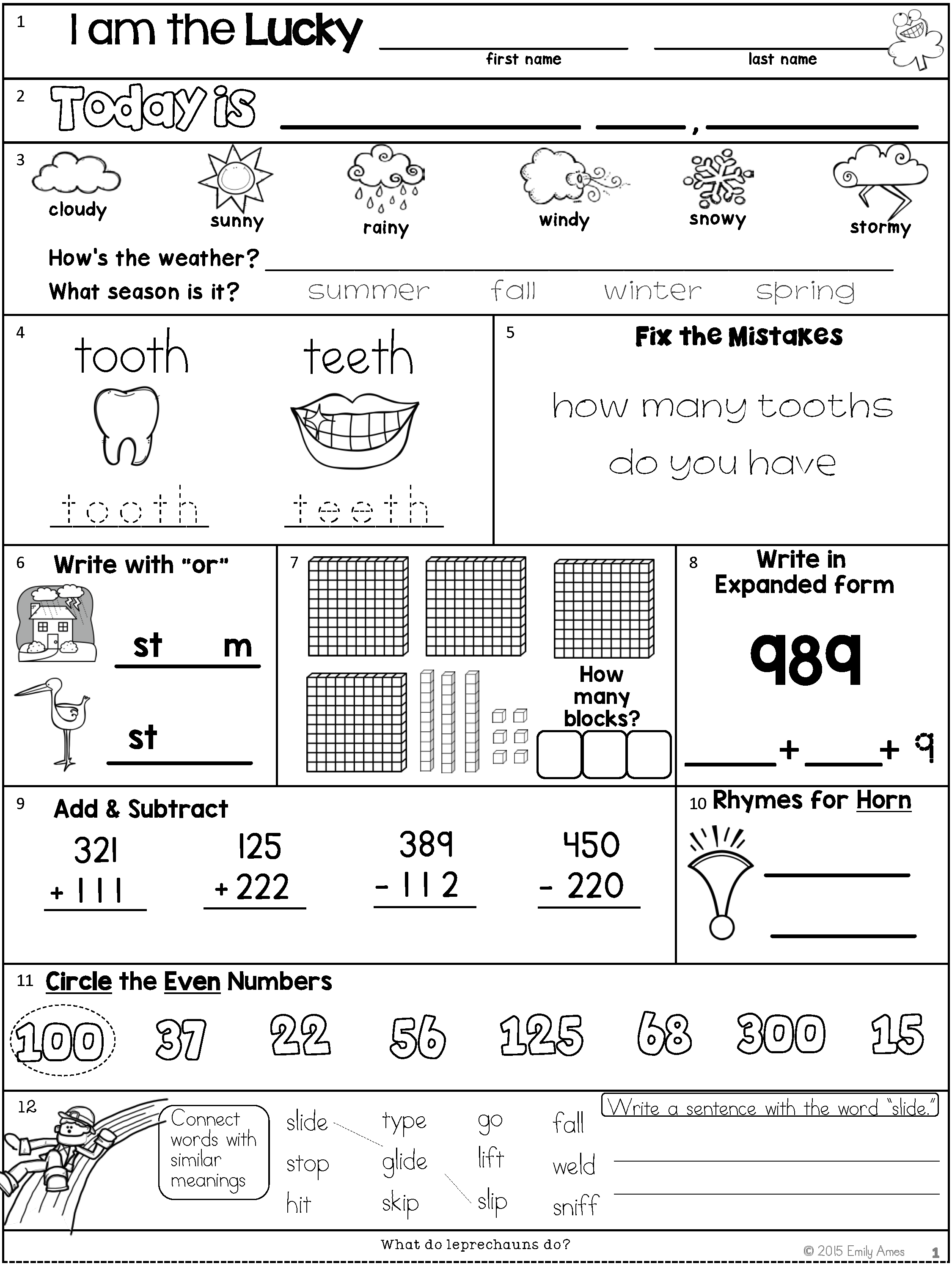 2nd Grade Math Worksheet Packets