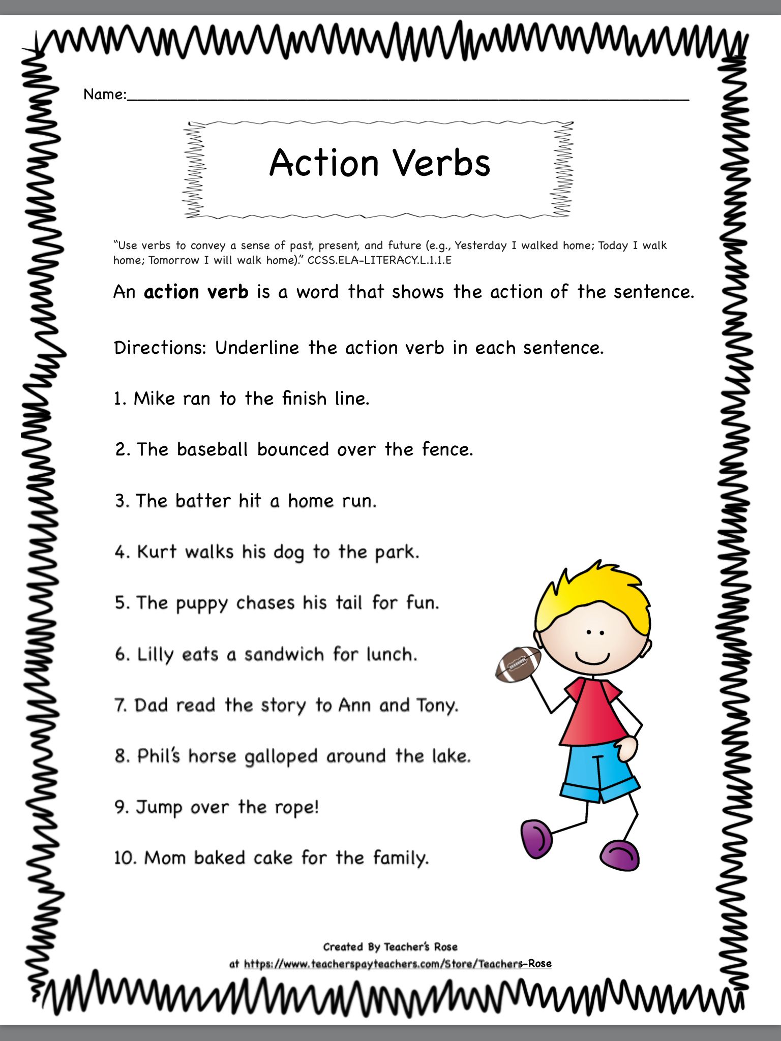 First Grade Verbs