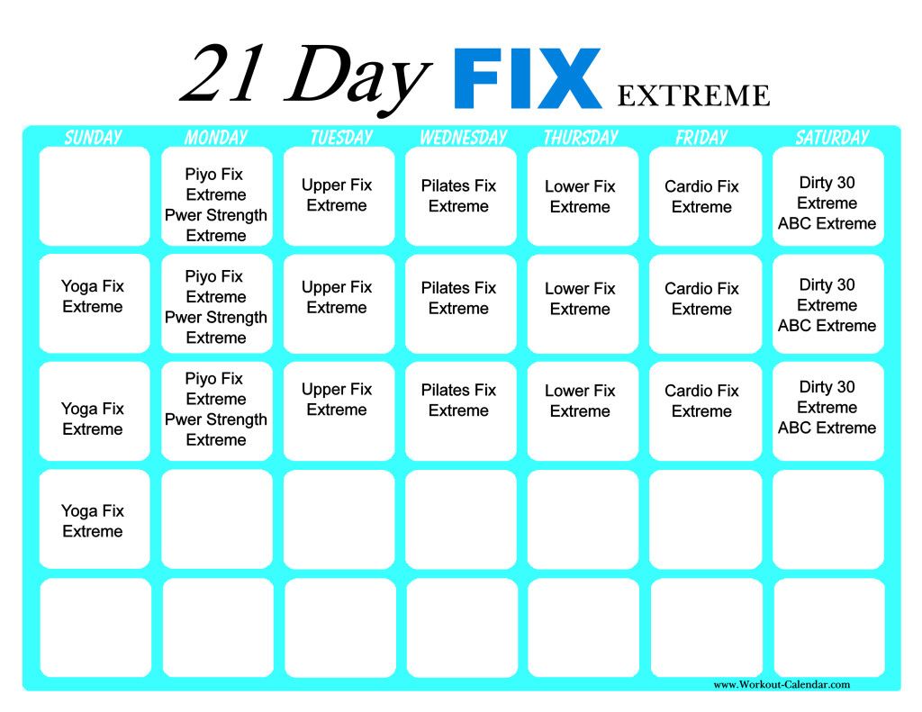 21 Day Fix Extreme Workout Calendar 21 day fix extreme, 21 day fix workouts, Workout calendar