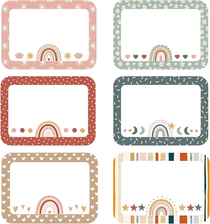 Whaline 144Pcs Boho Rainbow Name Tag Stickers Back to School Self ...