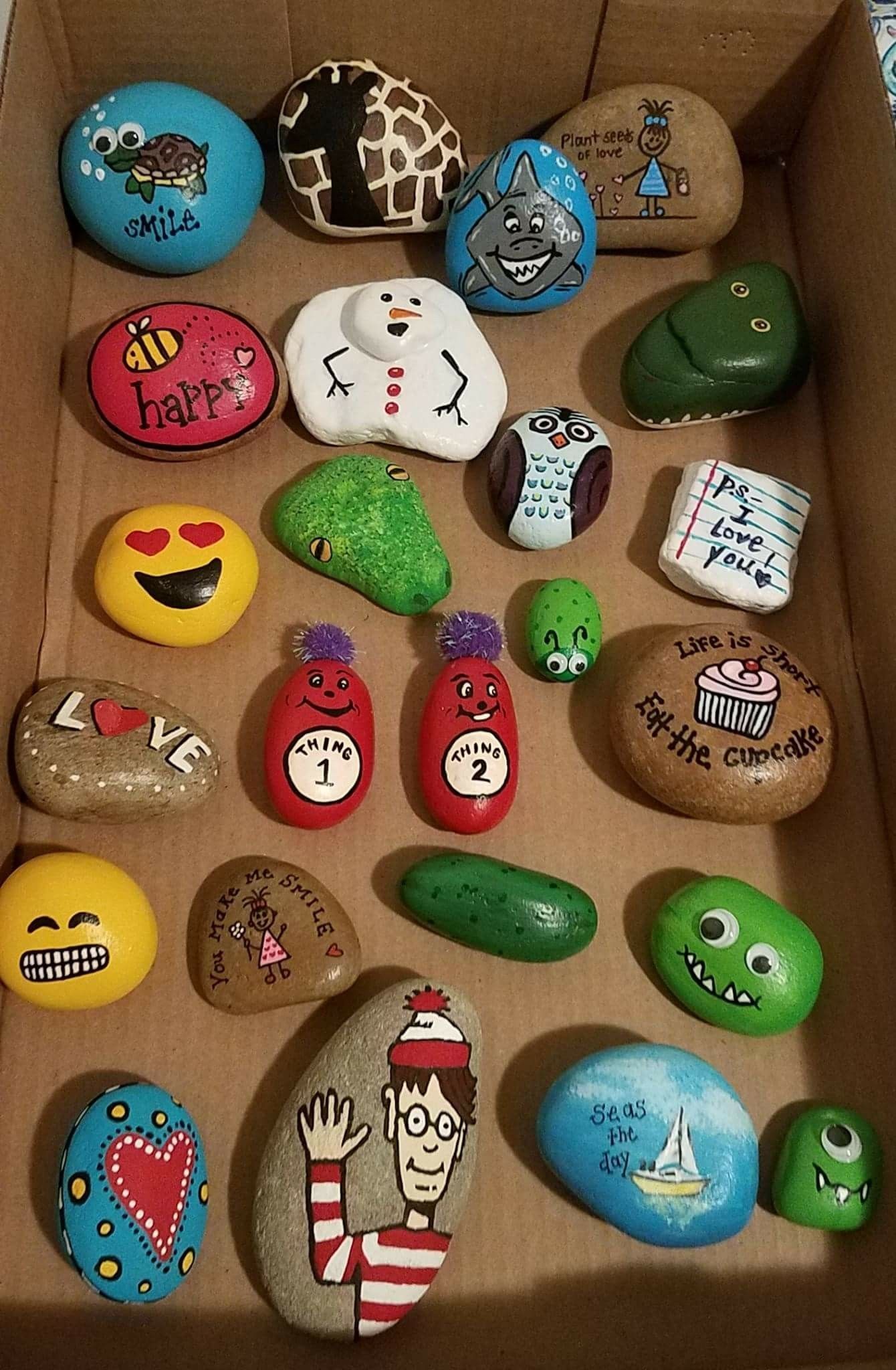 Thing 1 & Thing 2 | Rock painting designs, Painted rocks, Rock crafts