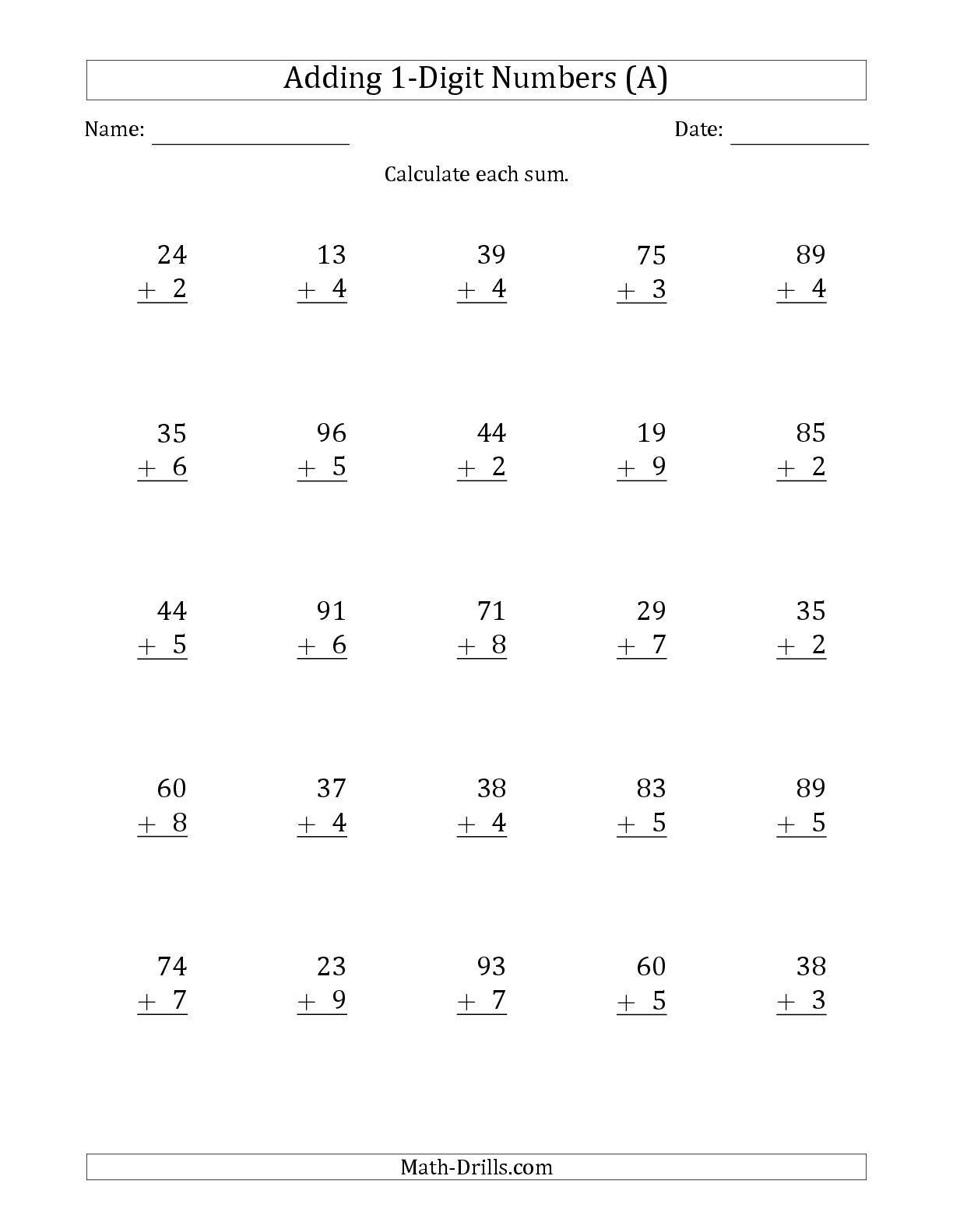 Additions And Subtractions Worksheets Mixed