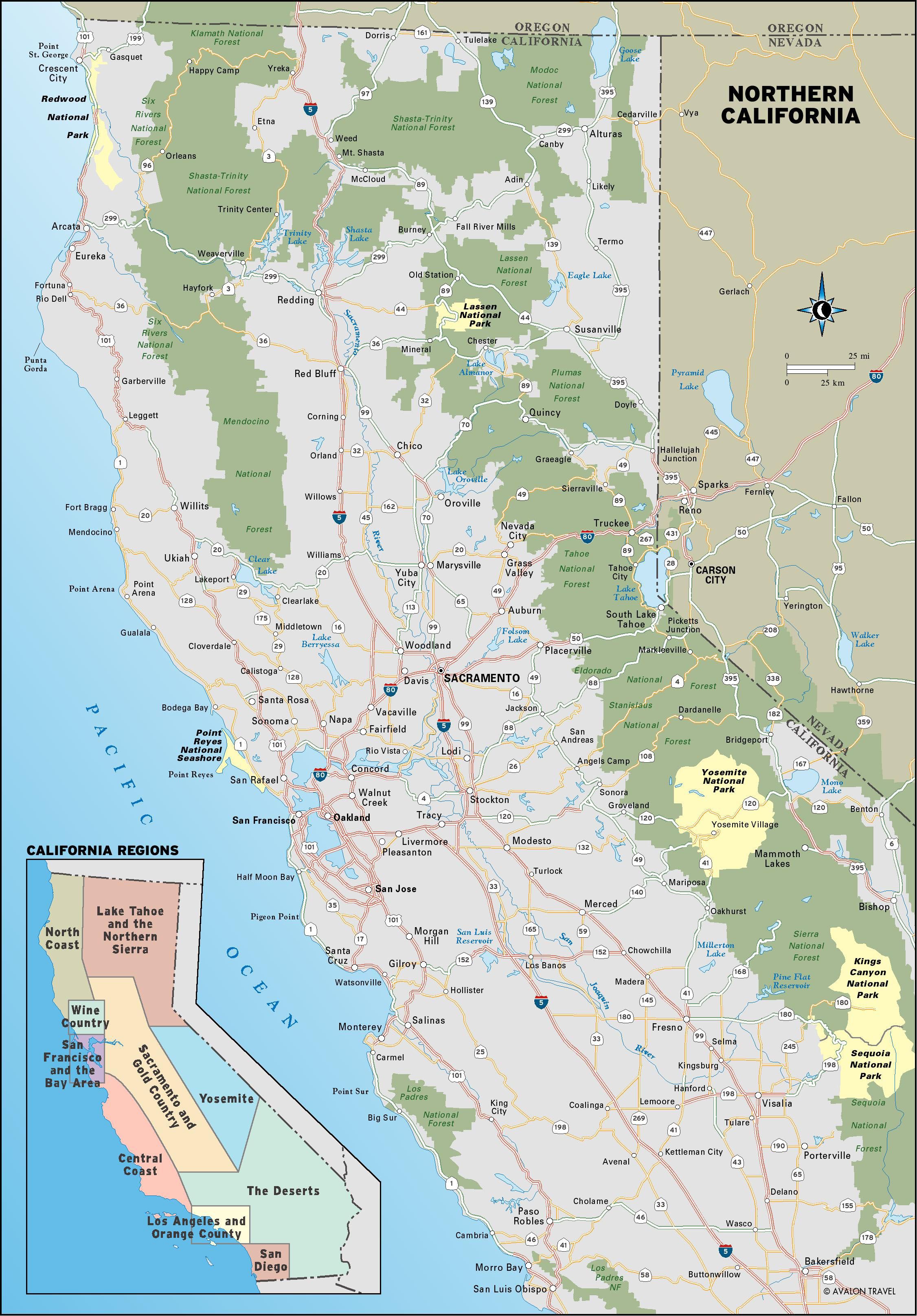 Road Map Northern California Coast