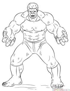 How to draw Hulk step by step. Drawing tutorials for kids and beginners ...