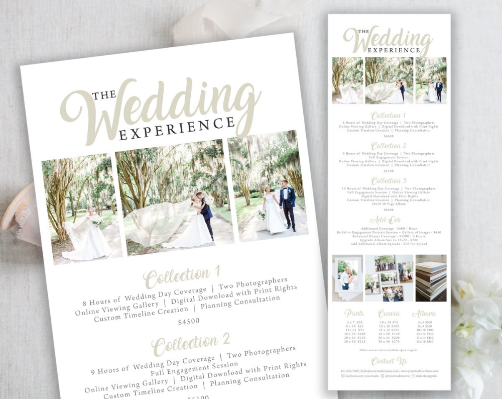 The Wedding Experience Collections A La Carte Menu The Charleston Collection Photographer Templates Photoshop Images Templates