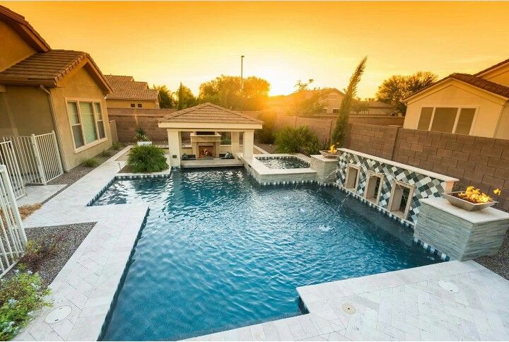 Beautiful Arizona backyards | Pool houses, Backyard balcony, Backyard