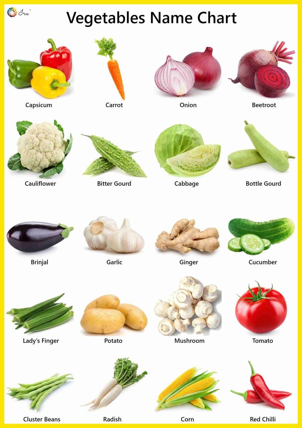 Vegetables Names in English: Pictures | Videos | Charts - Ira Parenting ...