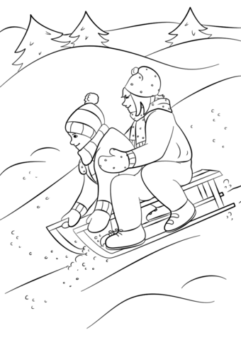 Winter Sledding Coloring page | Ausmalbilder, Ausmalbilder winter, Ausmalen