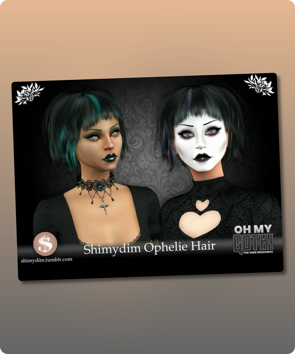 OH MY Goth! Ophelie Hairstyle By Shimydim - Sims 4 CC | Sims 4, Gothic ...