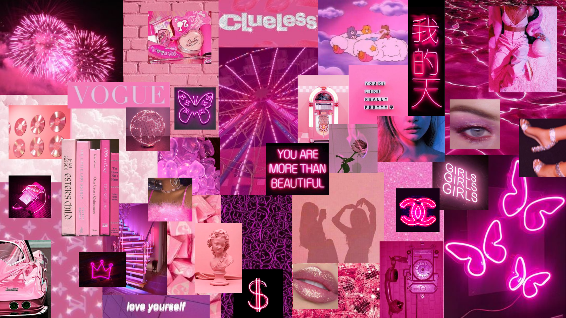 Aesthetic Pink Laptop Wallpaper Collage Image uploaded by i m mika