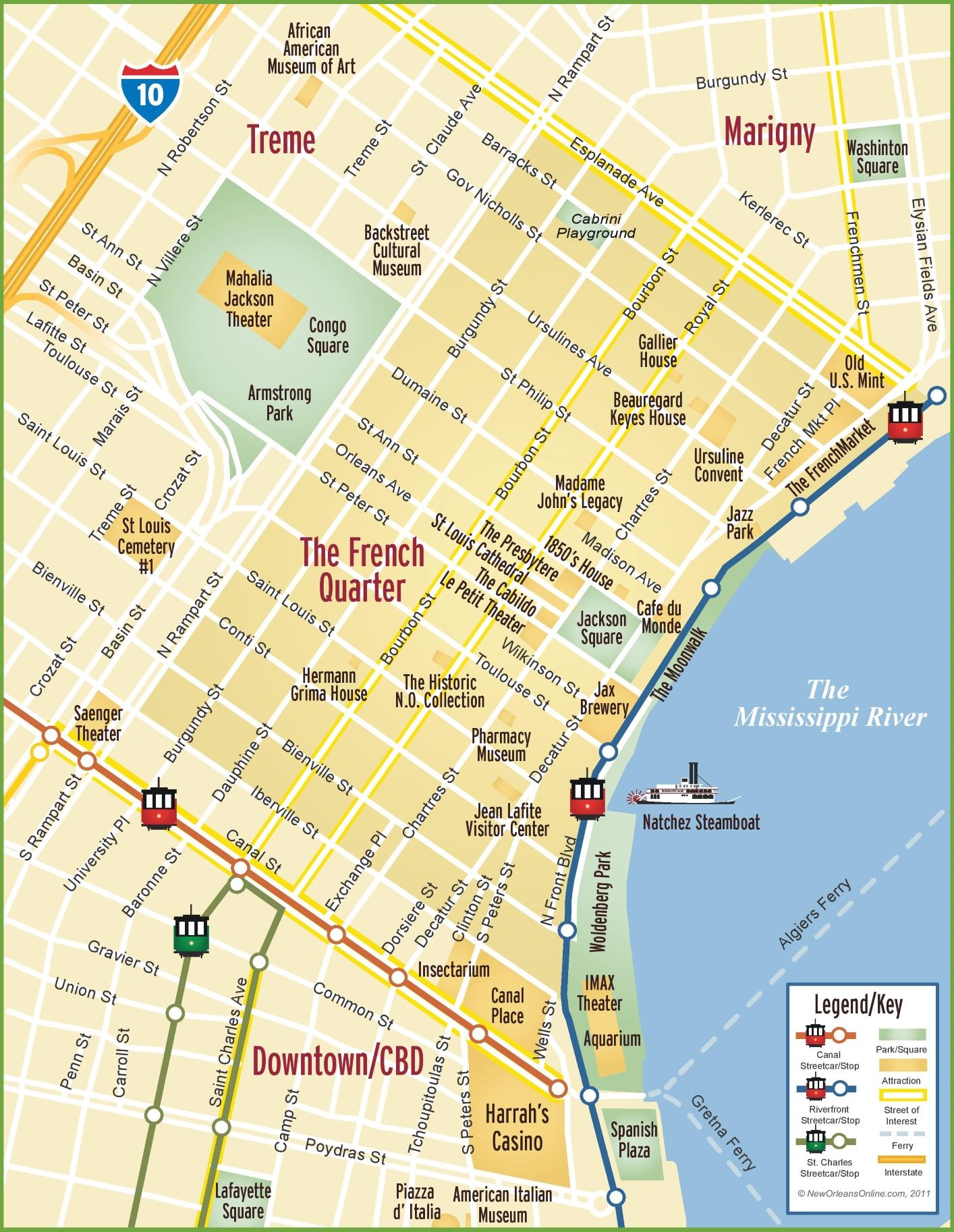 Printable New Orleans Tourist Map