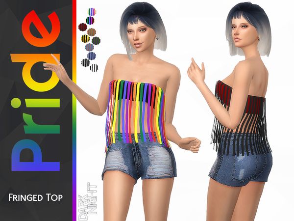 DarkNighTt's Pride Collection-Fringed Top Cc Top, Rainbow Top, Sims 4 ...