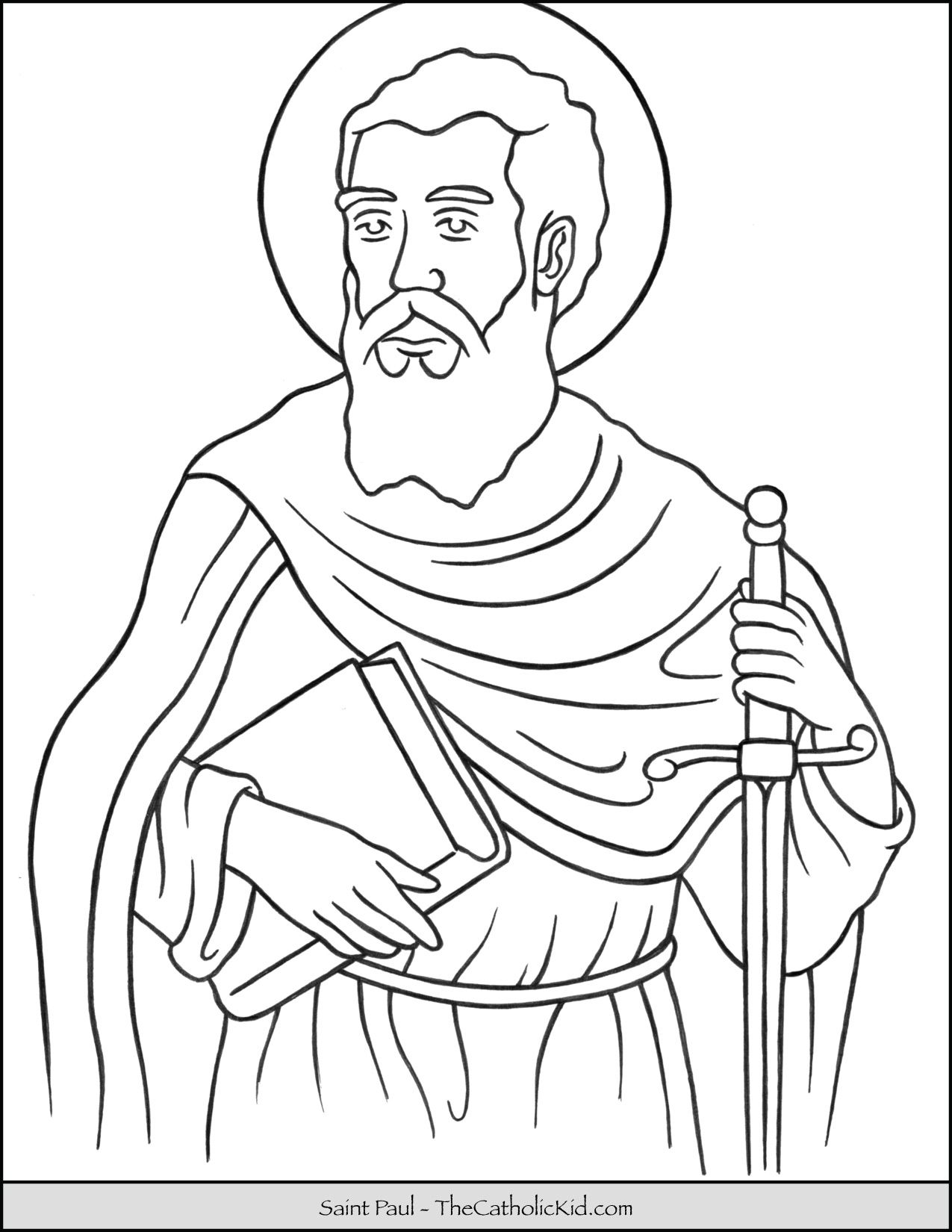 Saint Paul Coloring Page | Saint coloring, Catholic coloring, Easy drawings