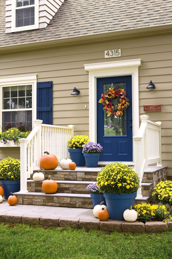 Painted doors and pumpkin displays fall porch inspiration fall porches ...