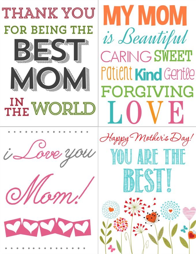 Printables for Kids: FREE Motherâ€™s Day Cards | Happy mother day ...