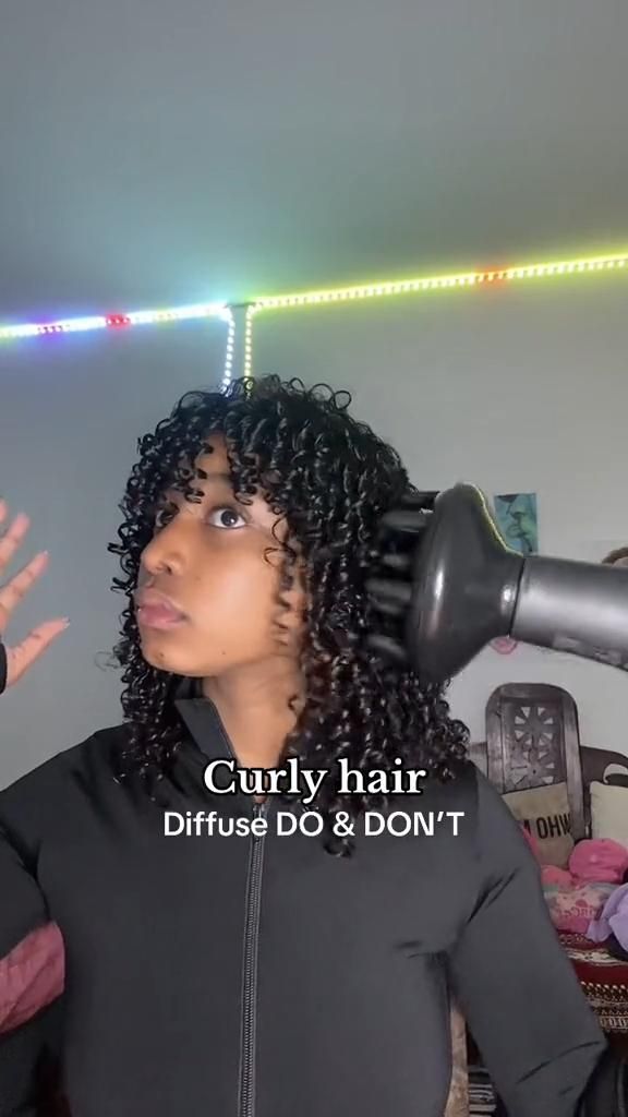 DIFFUSING CURLY HAIR 💋🌠 in 2024 | Curly hair care routine, Curly hair ...