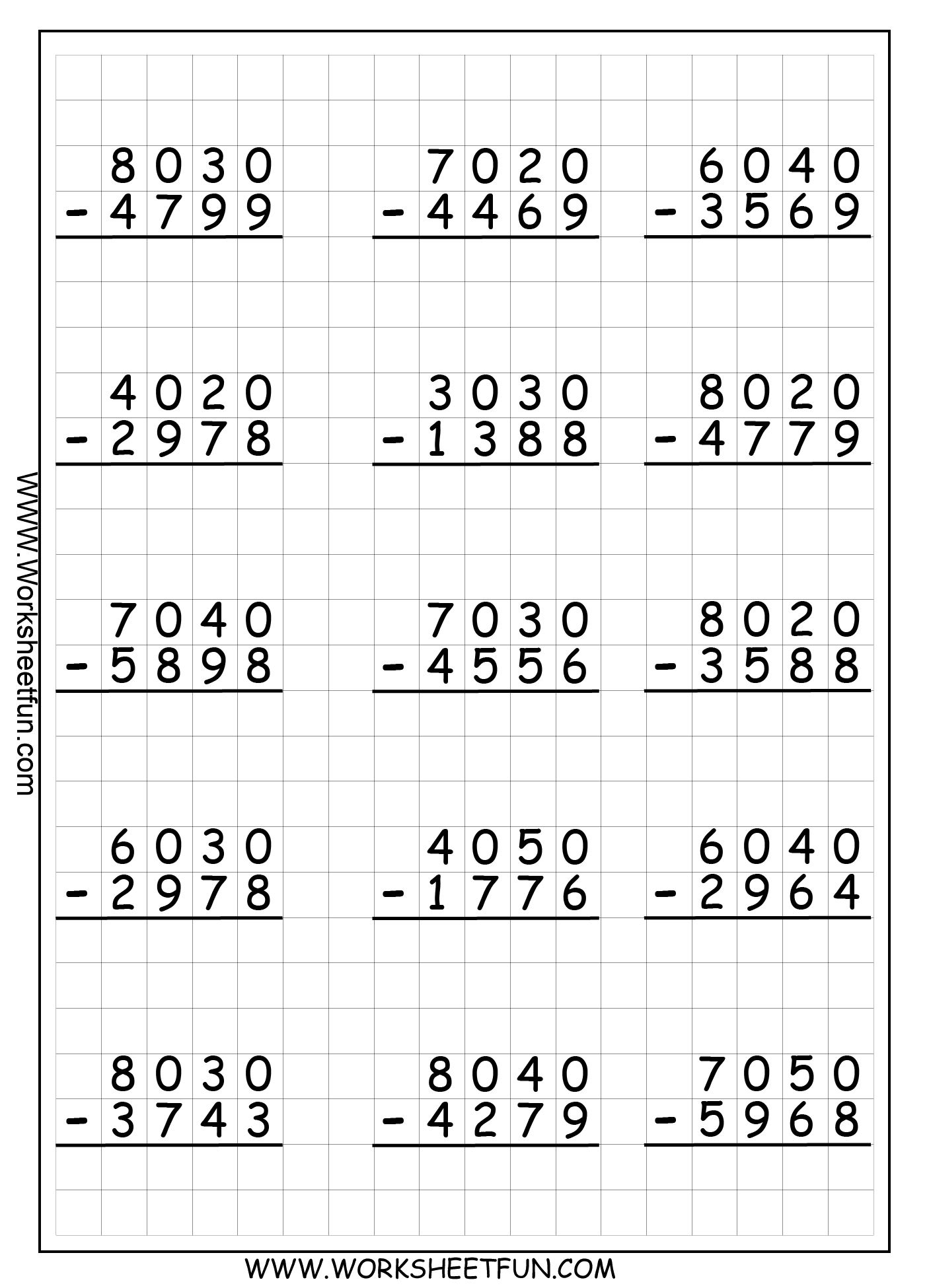 Multiple Digit Subtraction With Regrouping