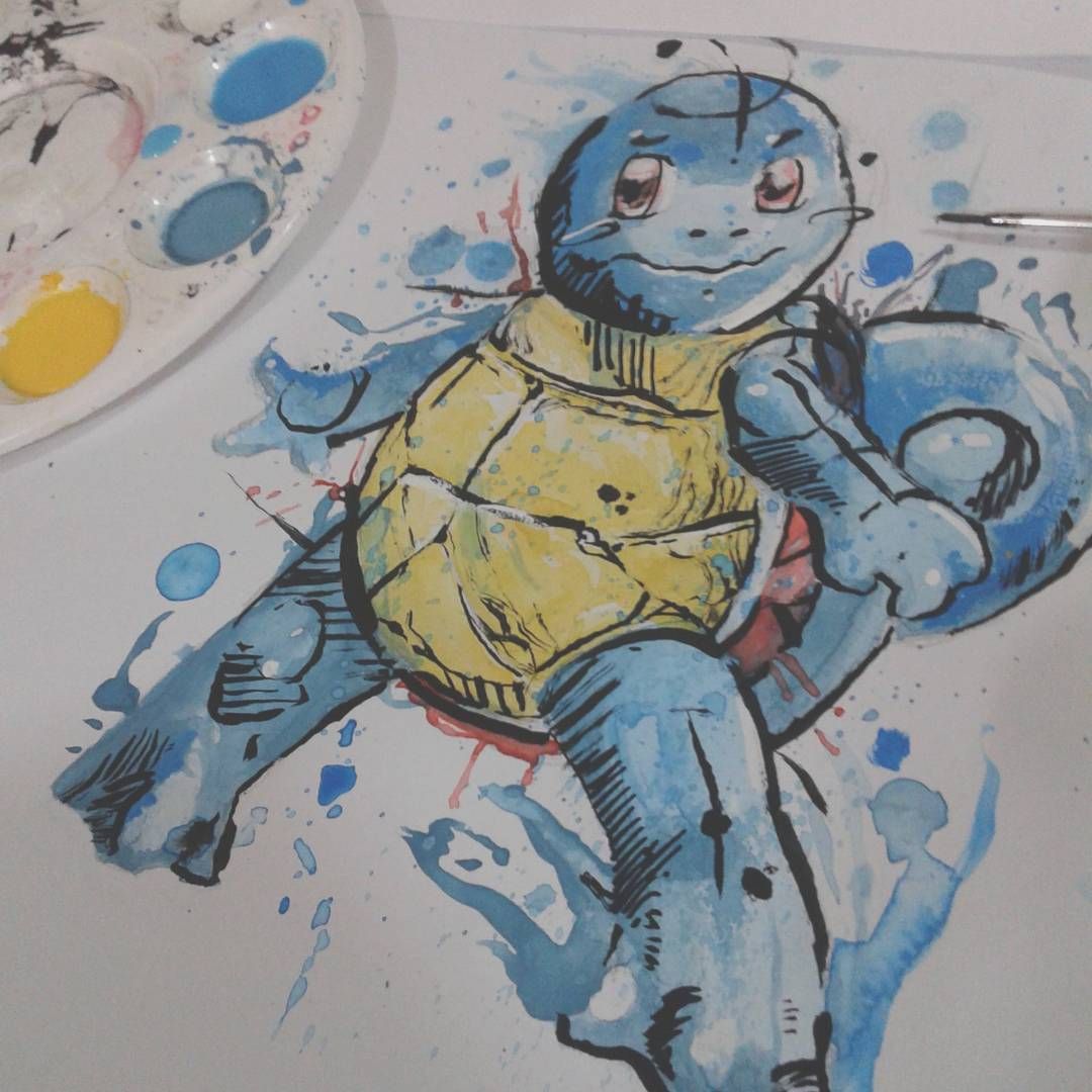 Squirtle watercolor , pokémon aquarela