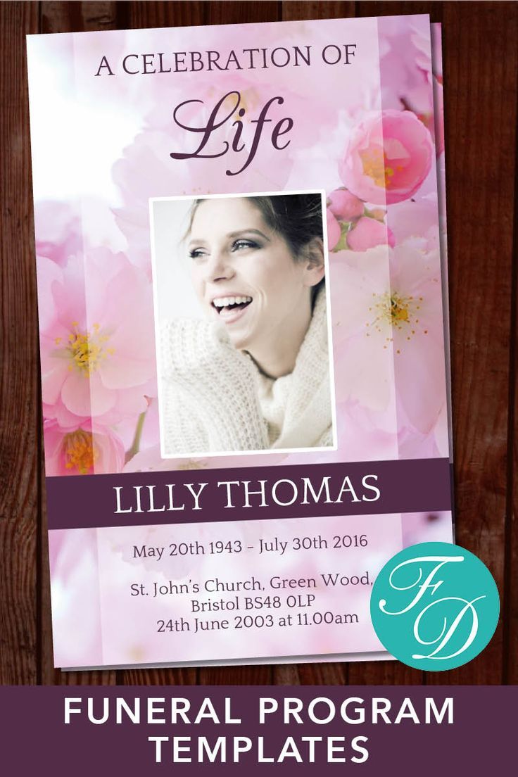 Pink blossom Memorial Program for Women. Simply purchase your funeral ...