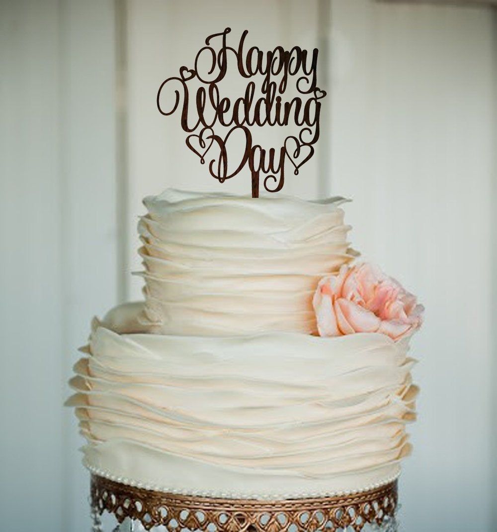 Happy Wedding Day Cake Topper Wedding Reception Engagement - Etsy ...