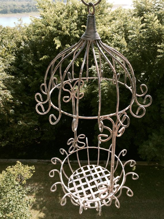 large wrought iron hanging basket planter by offcenterdesign7 metal plant hangers planters with purple and green leaves