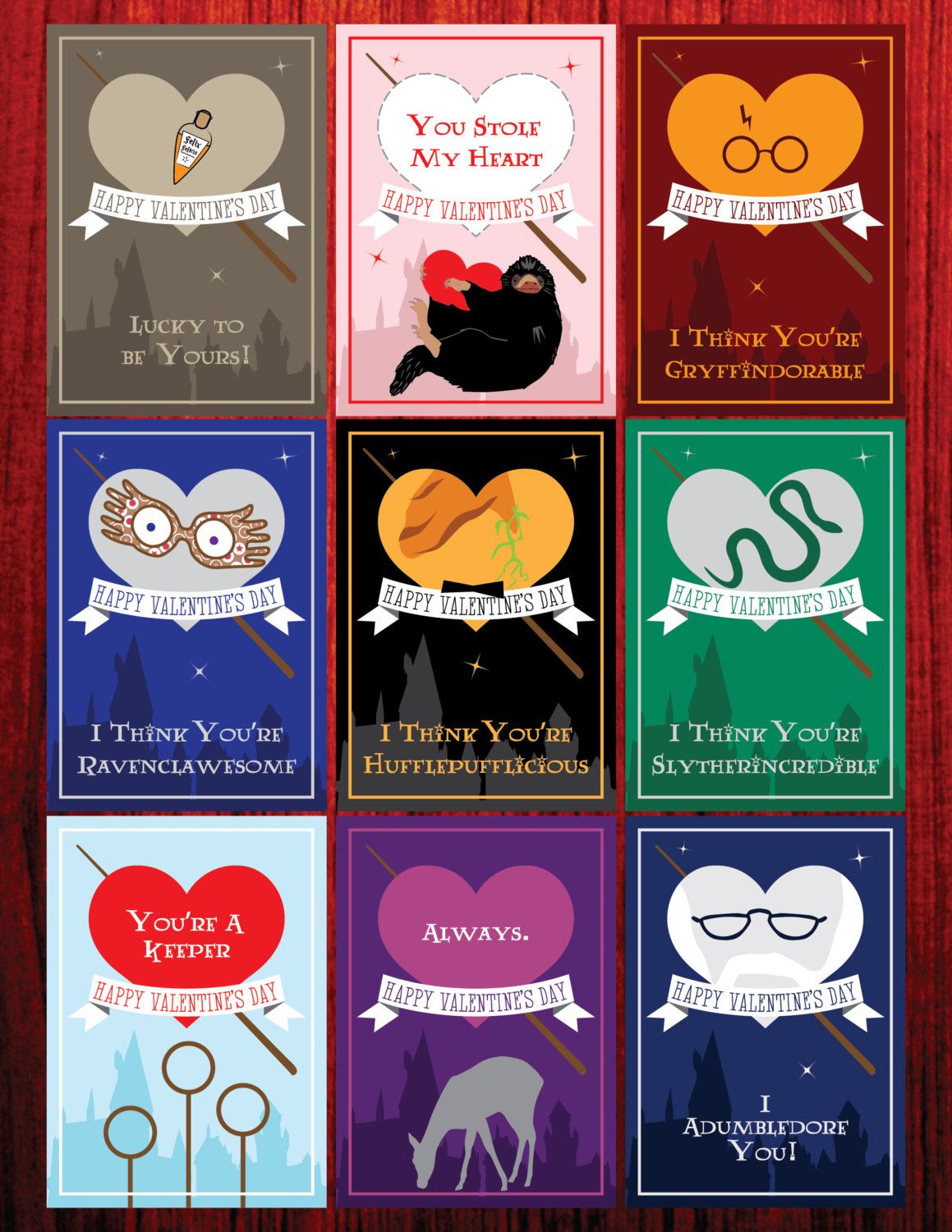 Harry Potter Valentines Cards Printable - Printable Word Searches