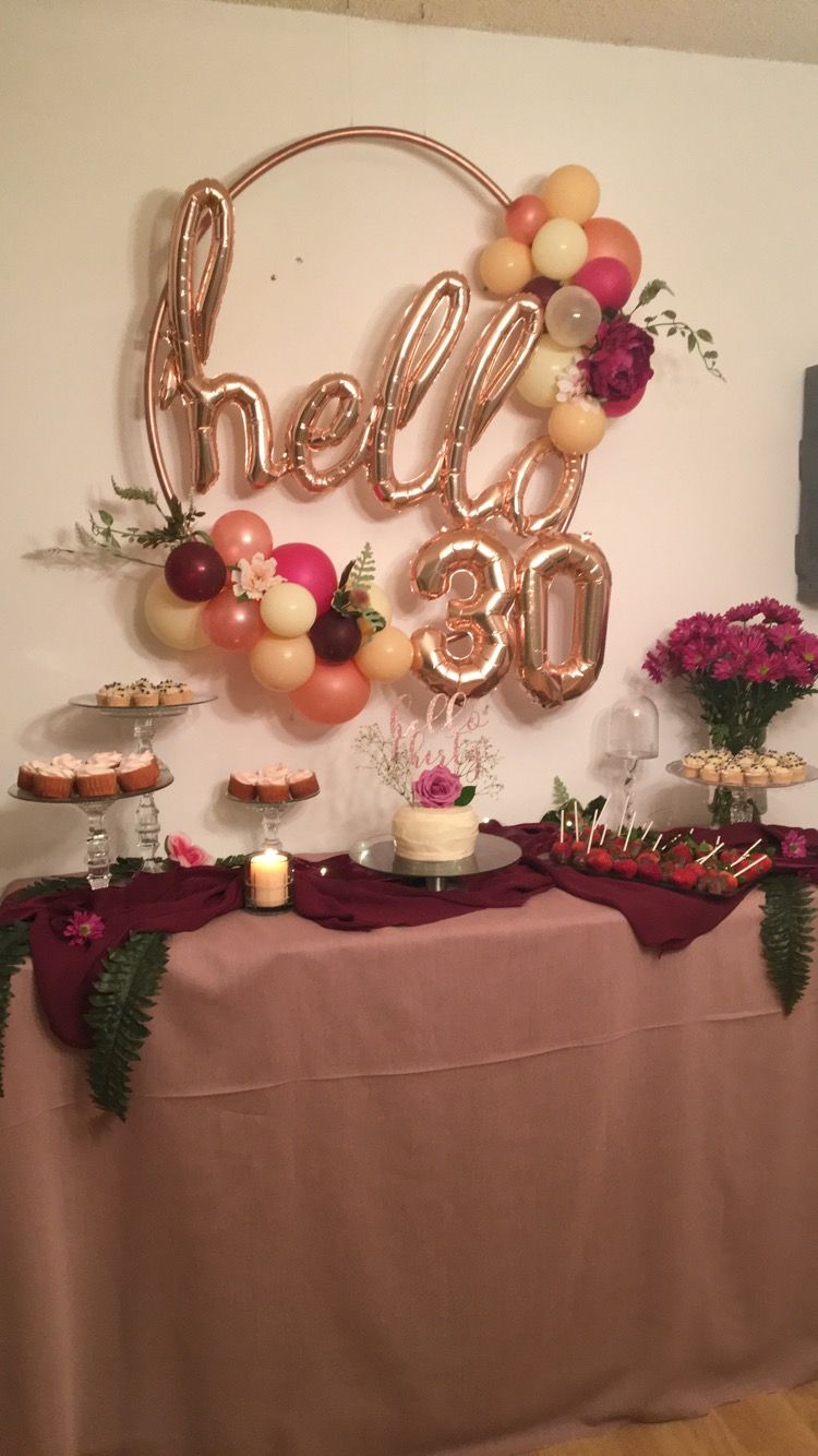 DIY rose gold hula hoop wreath | 30th birthday decorations, 30th ...