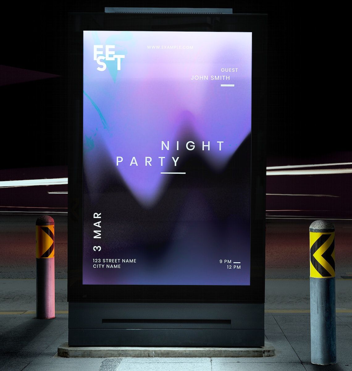 Digital Ad Sign Mockup PSD at Bus Stop image.