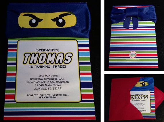 Ninjago Birthday Invitation Invite by TwoTinyLoves on Etsy, $15.00 ...