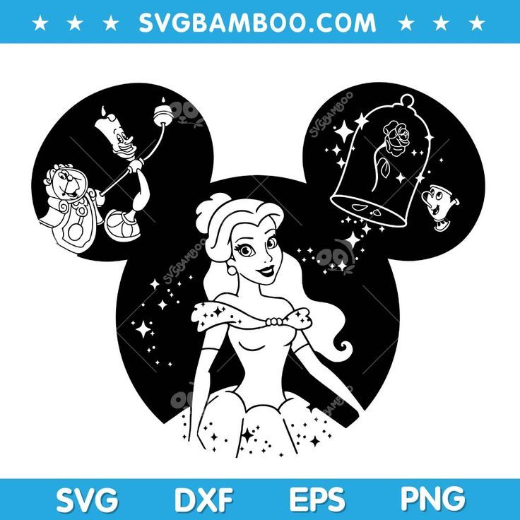 Belle Disney Mouse Ear SVG, The Beauty And The Beast SVG, Disneyland ...