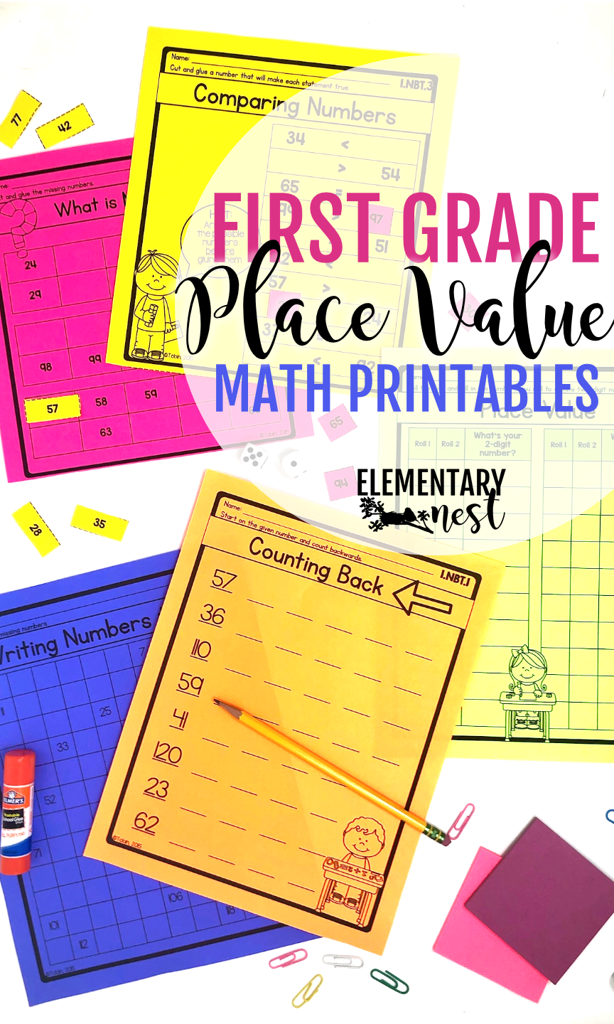 first grade math, math worksheets for place value, numbers and ...