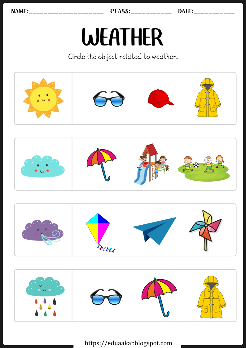 Weather Kindergarten, Weather Activities Preschool, Free Preschool ...