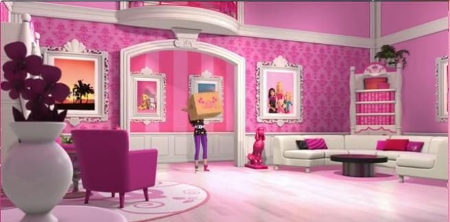 Barbie Movies Photo Barbie Life In A Dream House Why Should Barbie Have Everything Pink And White In Her House Barbie Dream House Barbie Room Barbie Dream