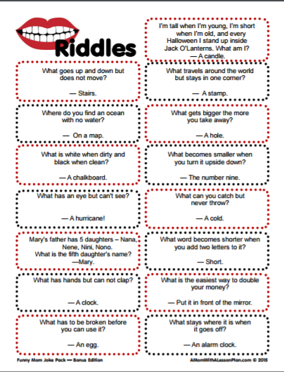 Printable Riddles For Kids With Answers