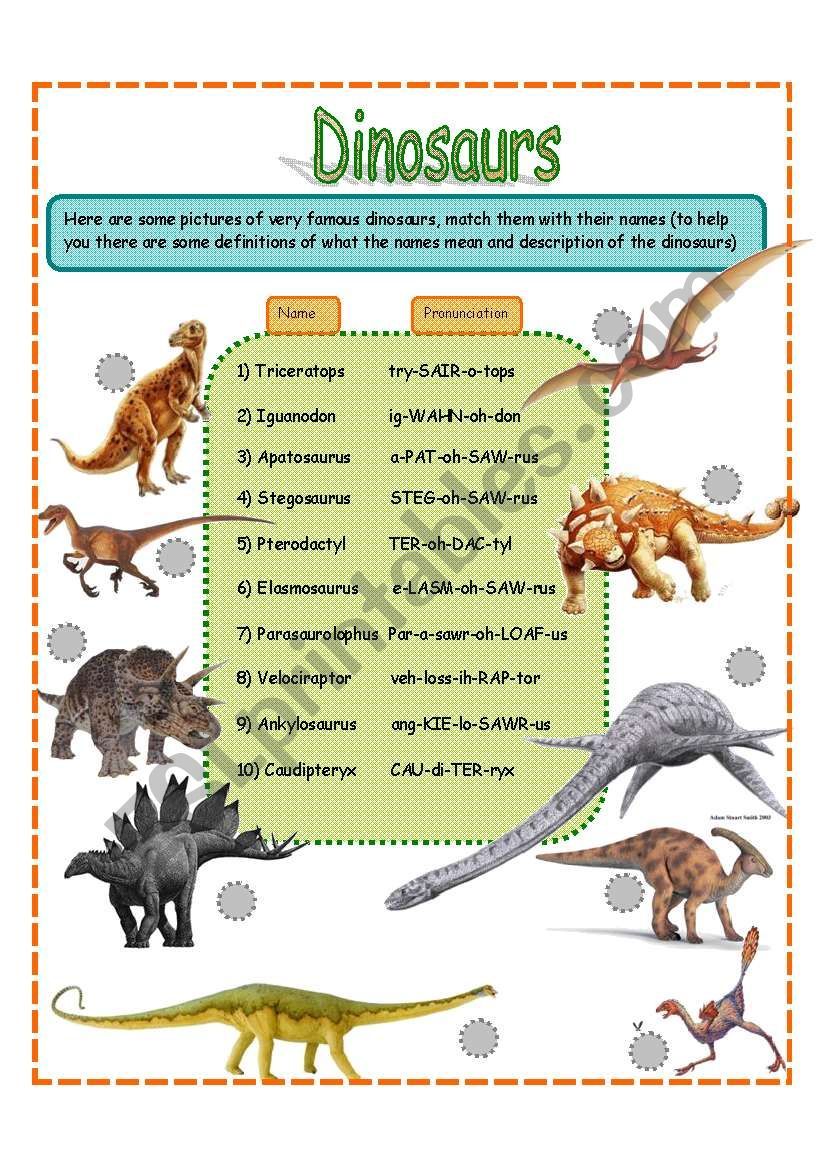 Dinosaur Matching Game Printable