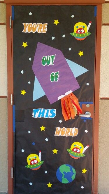 Teacher Appreciation door with a space theme for 