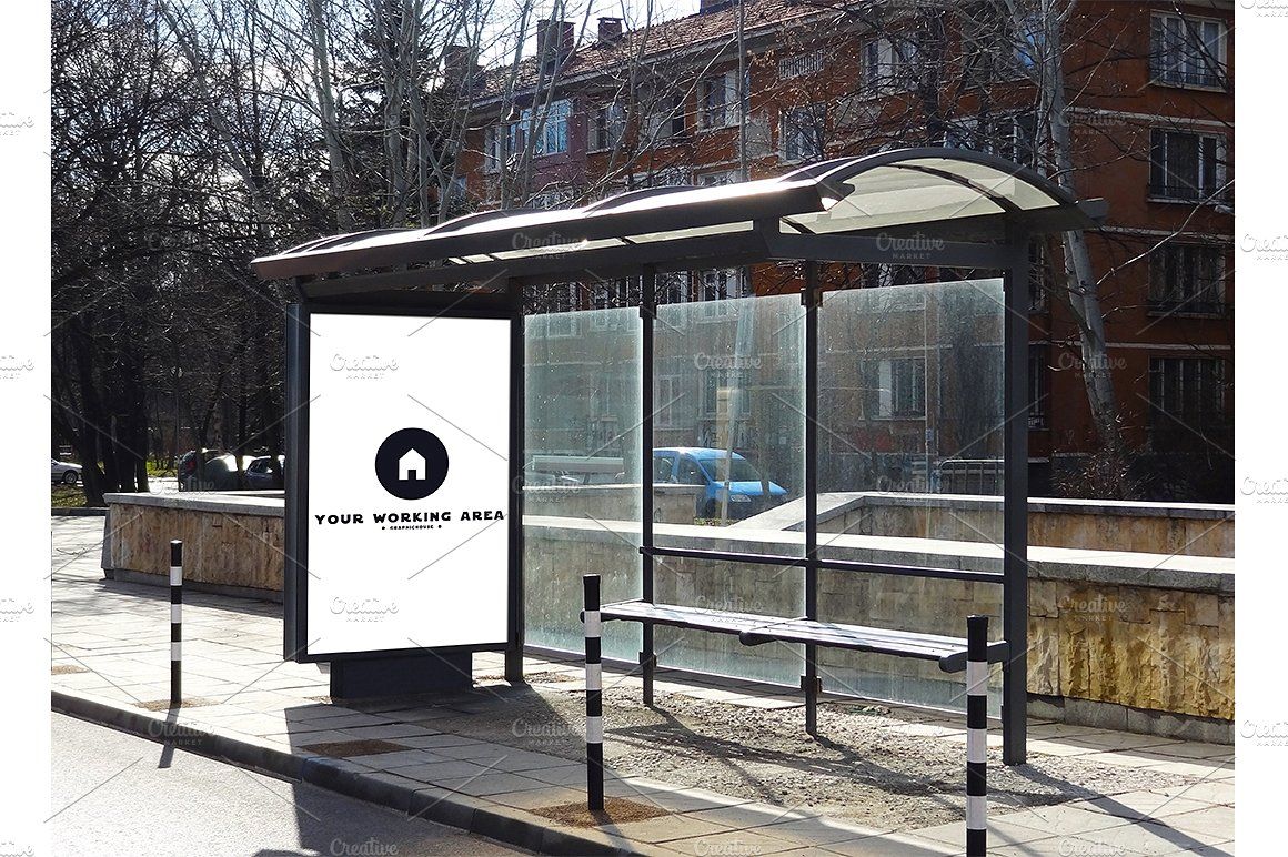 Bus Stop Mockup by graphichouse on @creativemarket