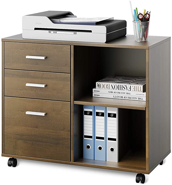 DEVAISE 3-Drawer Wood File Cabinet, Mobile Lateral Filing Cabinet ...