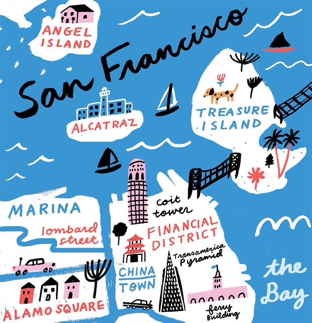 San Francisco map. San Francisco Map, Hand Drawn Map, Map Pictures ...