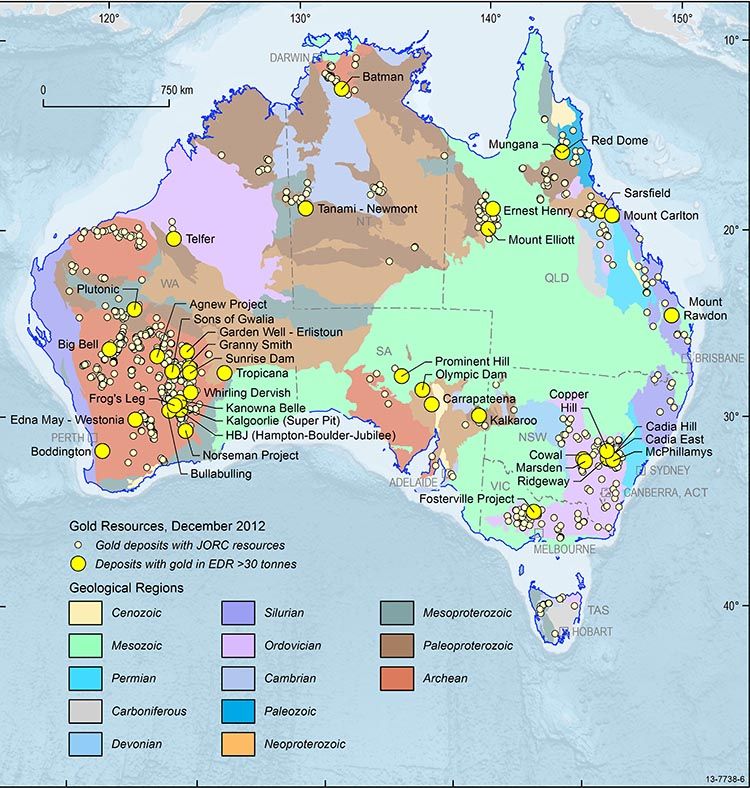 Gold Deposits 2012 Australia | Australia, Austrailia, Map