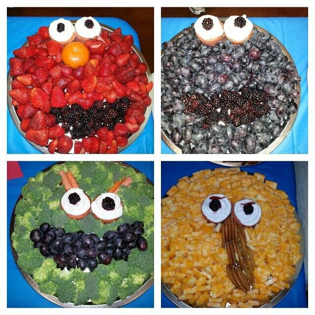 Sesame Street fruit & vegetable trays for my boys birthday party. Elmo ...