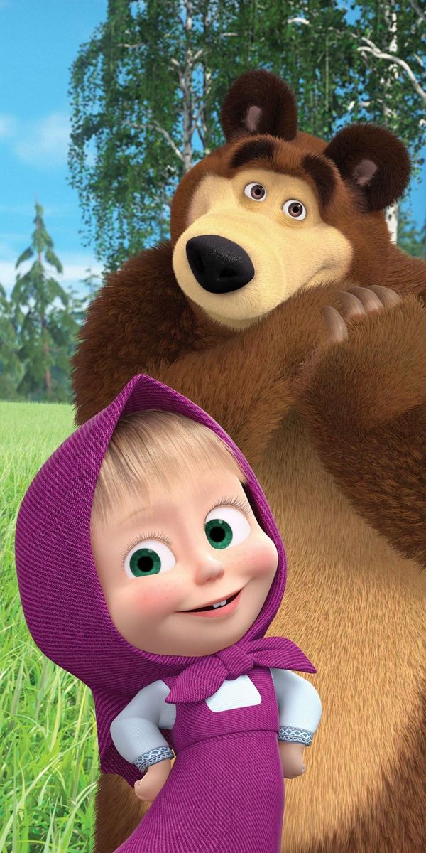 masha and the bear from masha and the bear are holding each other in ...