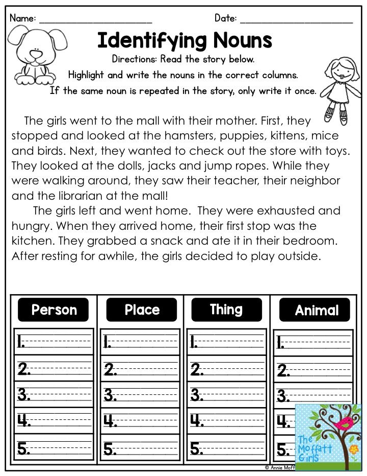 Identifying Nouns Worksheet For Grade 3