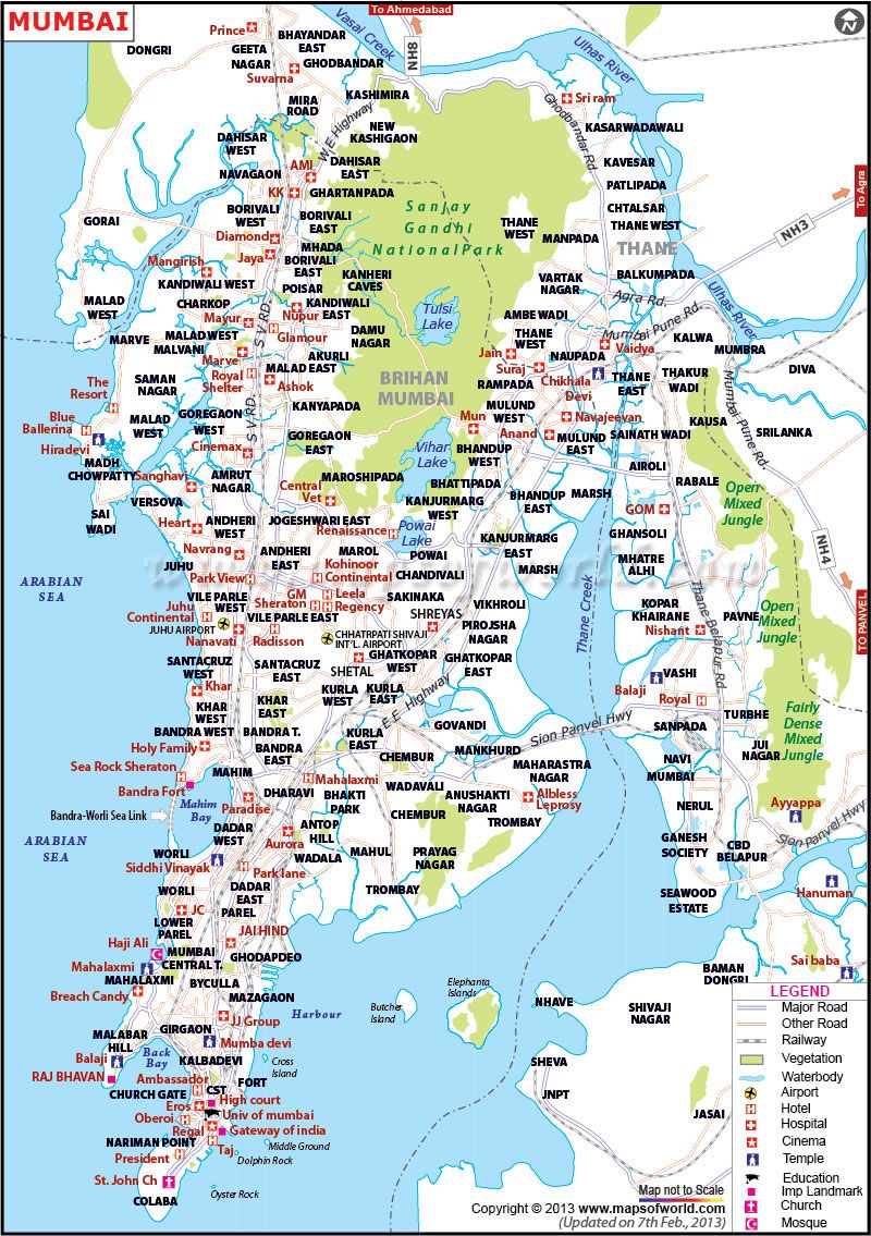 Mumbai Map, City Map of Mumbai, Maharashtra, India | Mumbai map, Train ...