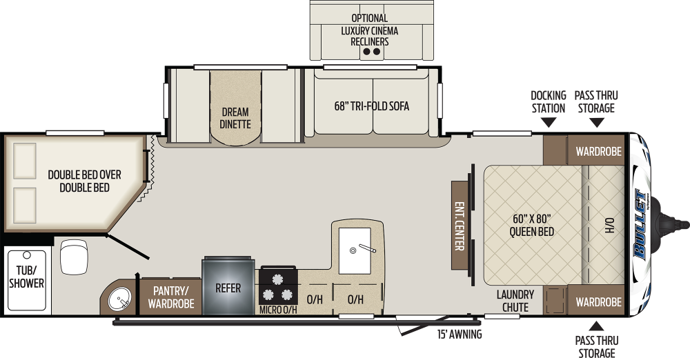 Bullet Travel Trailers 273BHS Floorplan Keystone RV