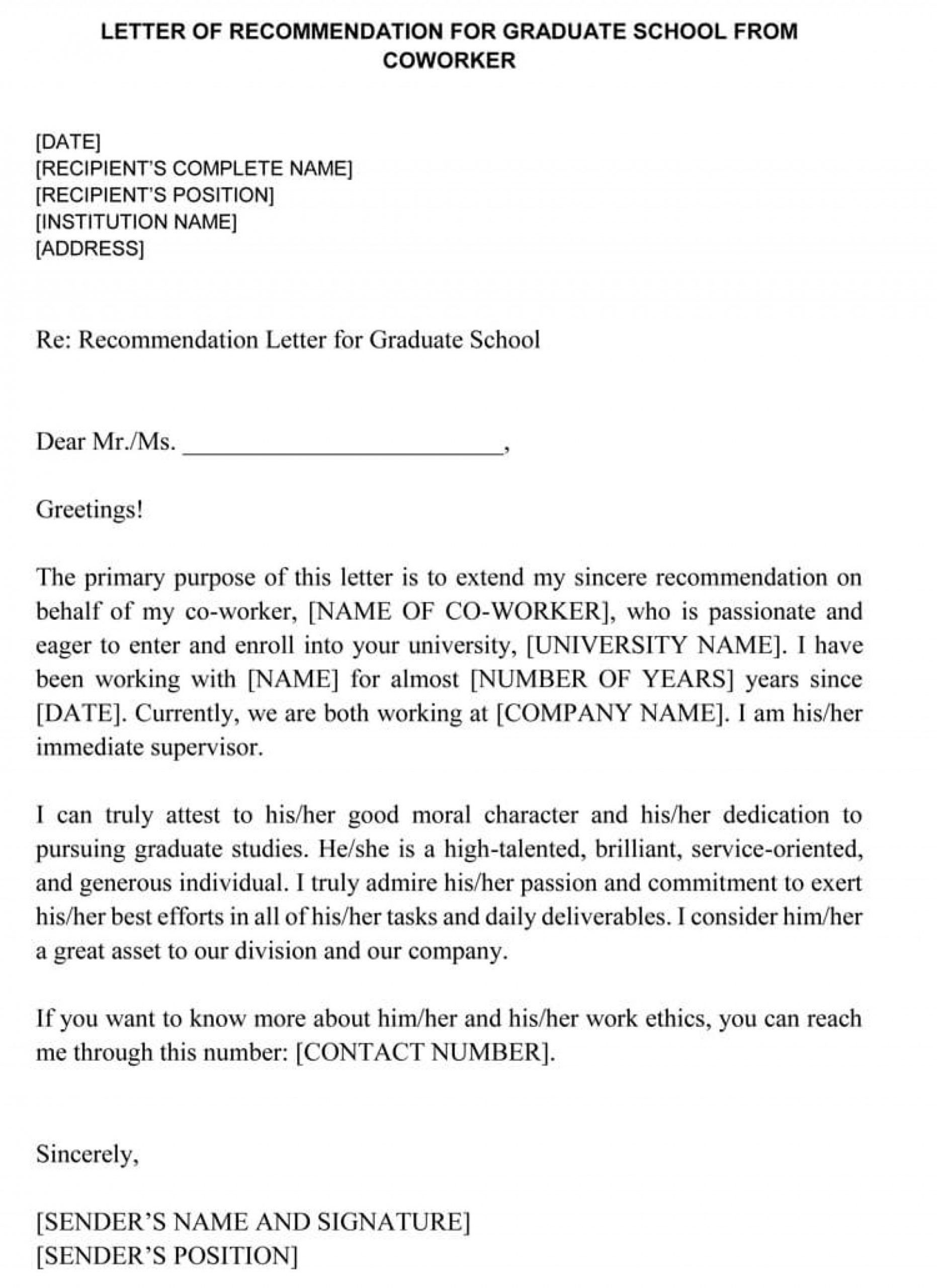 Coworker Reference Letter Template